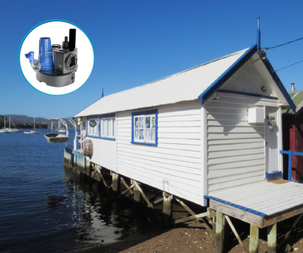 Sanicubic 1GR helps homeowners turn a boatshed into guest accomodation